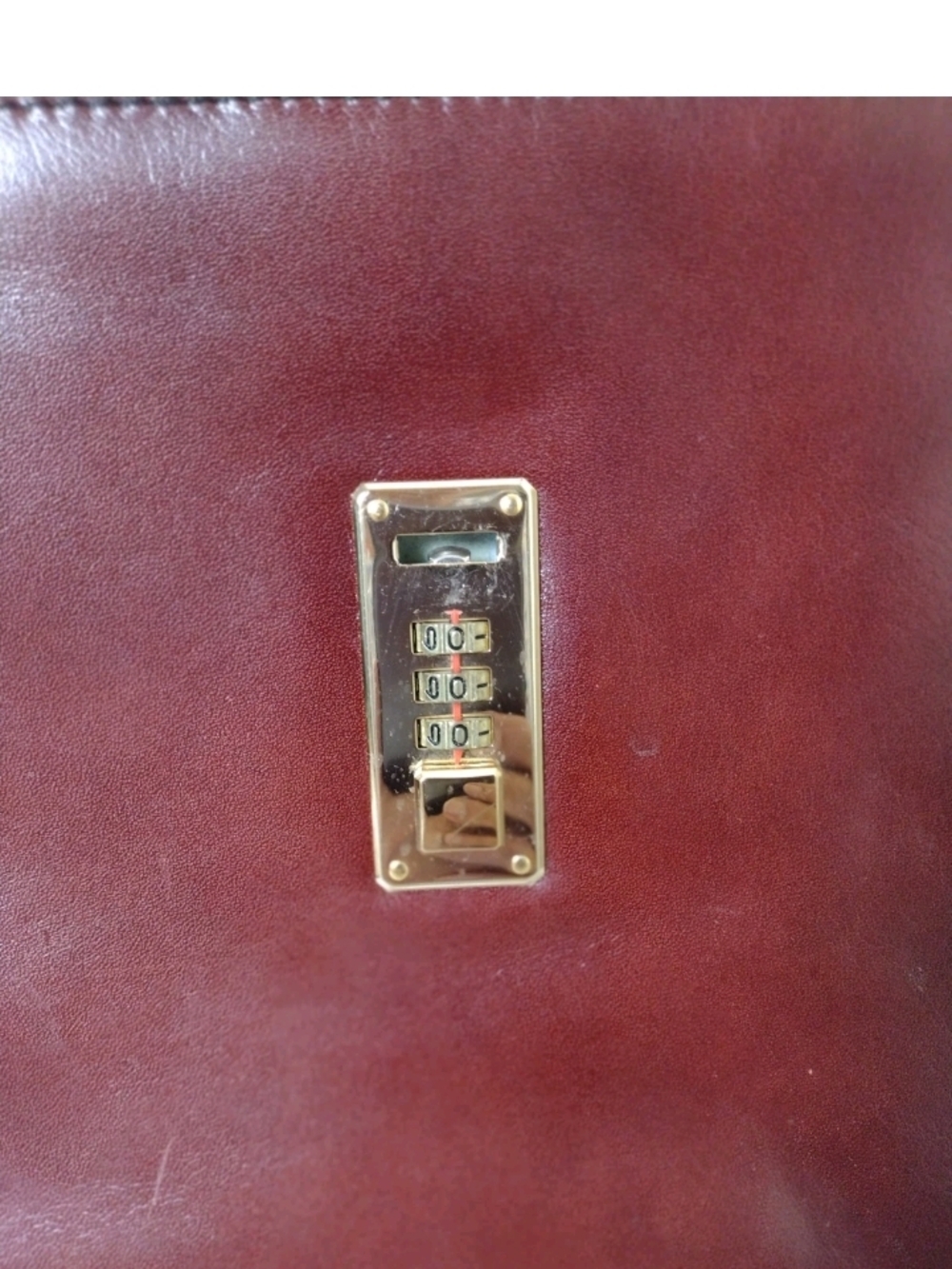 Classic Burgundy Leather Briefcase with Gold Hardware - Picture 7 of 16